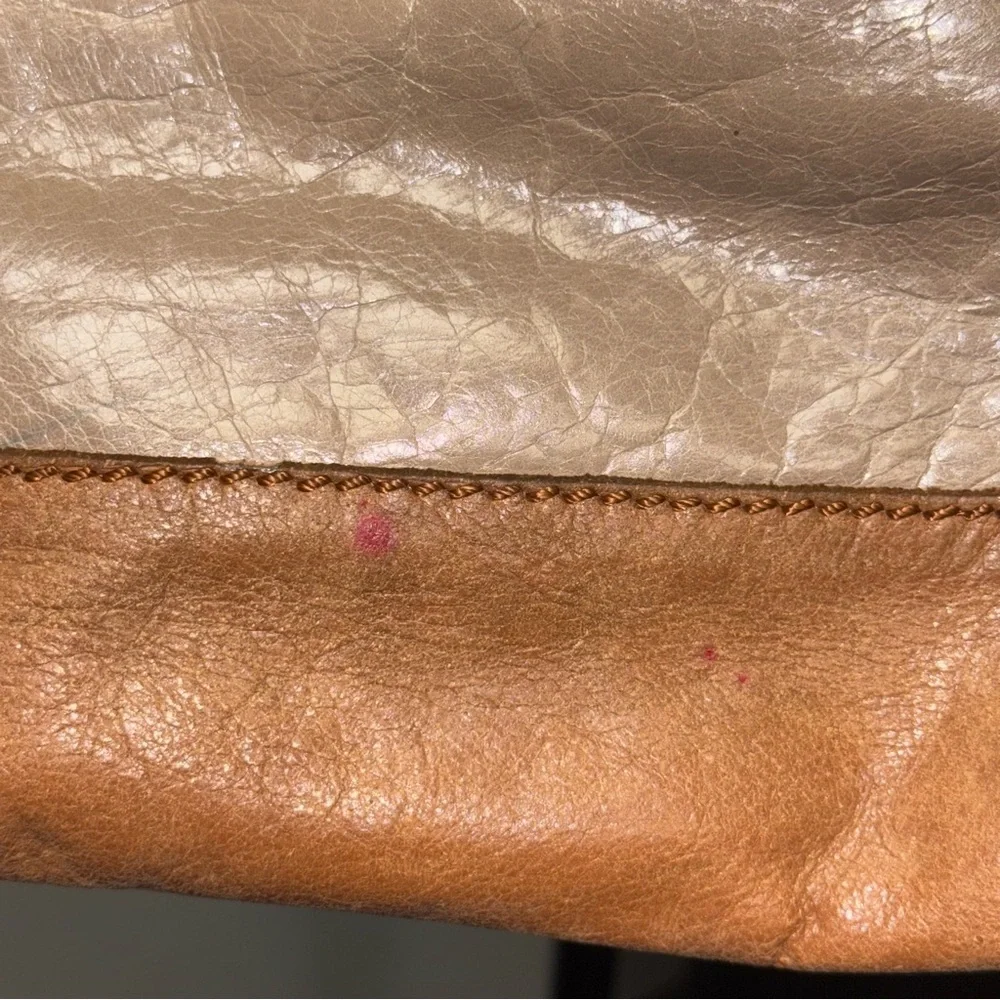 The Sak Tan Leather Shoulder Bag Boho Beaded Accent Braided Strap Medium